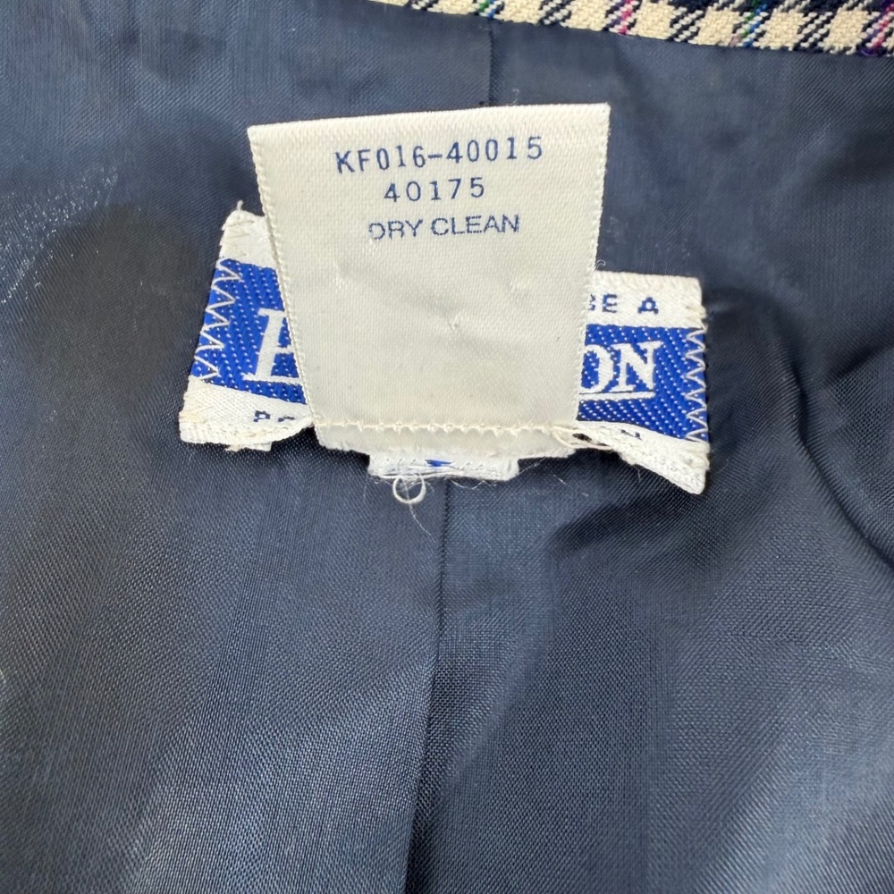 Pendleton Blazer Womens 10 USA Wool Mini Check Navy Cream Plaid Lined Jacket - Picture 8 of 8